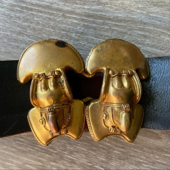 Vintage Antique Elephant Head Leather Waist Belt - Picture 4 of 16